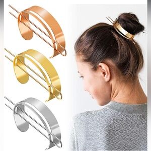 Set of mixed metal hair accessories